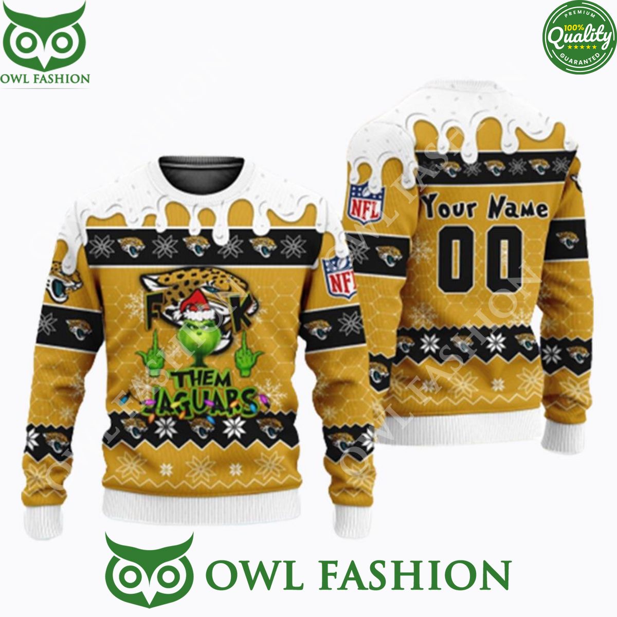 NFL Grinch Jacksonville Jaguars Personalized Limited Christmas Sweater Jumper