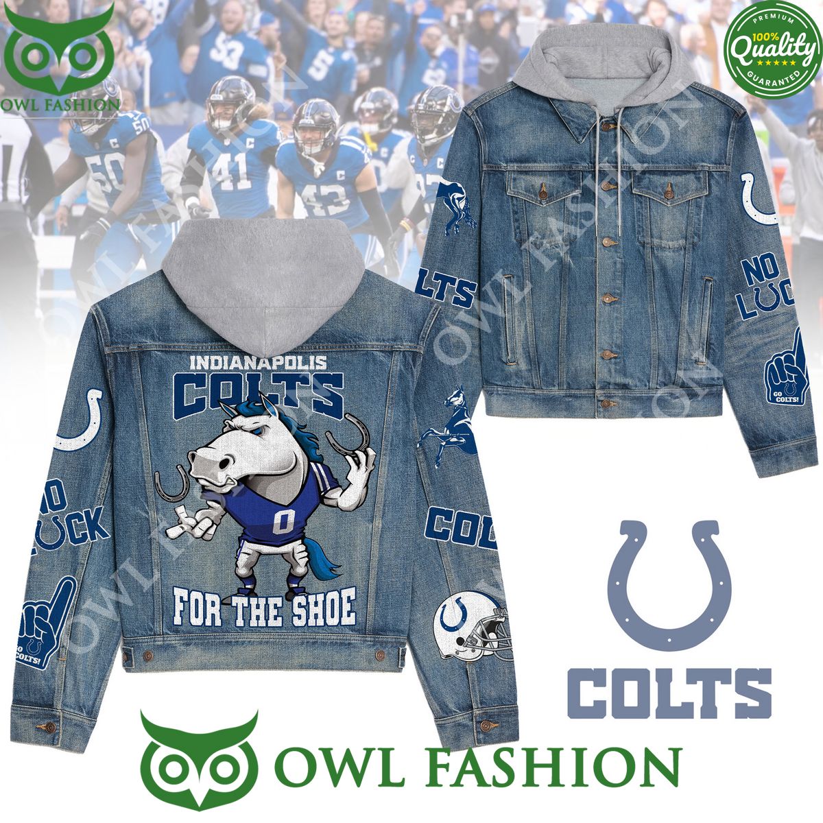 NFL Indianapolis Colts For the shoe Jean Denim Hood Jacket
