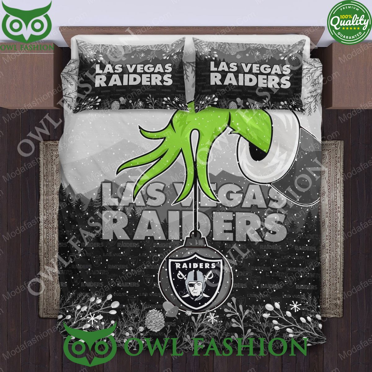 NFL Las Vegas Raiders Logo Christmas Bedding Sets