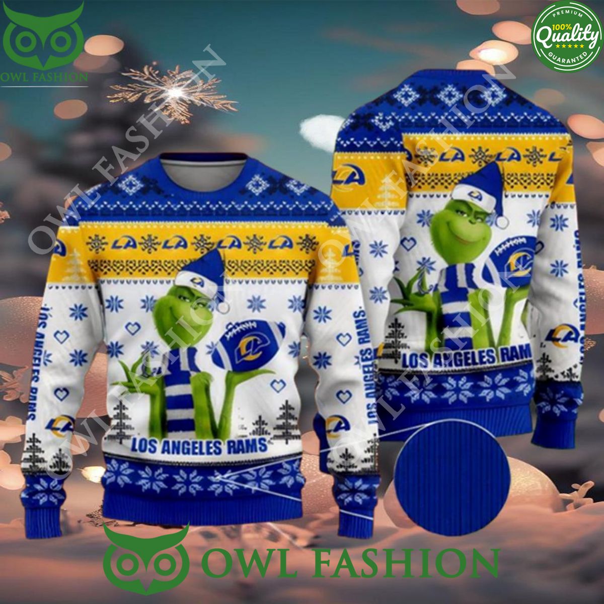 NFL Los Angeles Rams Grinch Cool Ugly Christmas 3D Sweater Jumper