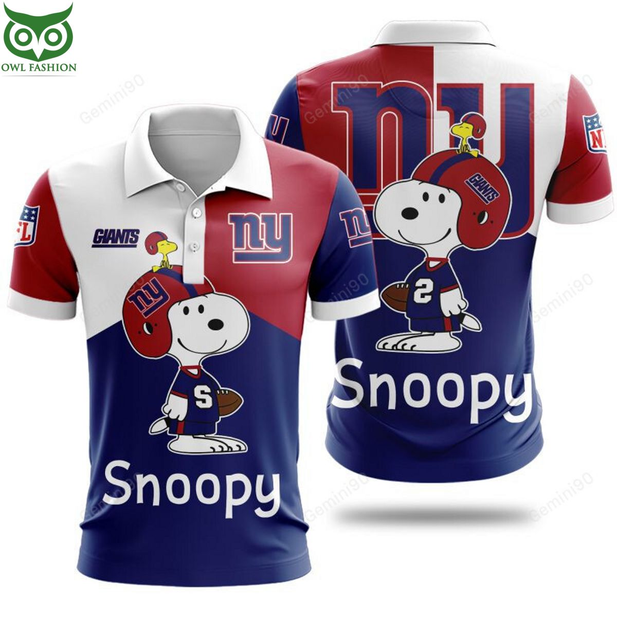 NFL New York Giants Snoopy 3D Hoodie Tshirt Polo