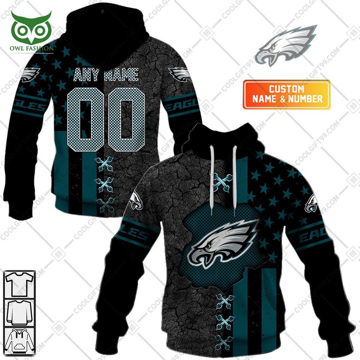 NFL Philadelphia Eagles USA flag custom hoodie shirt printed