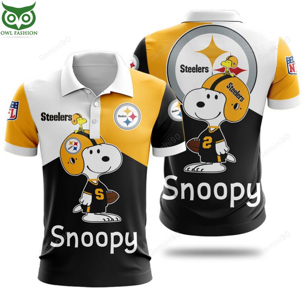 NFL Pittsburgh Steelers Snoopy 3D Hoodie Tshirt Polo