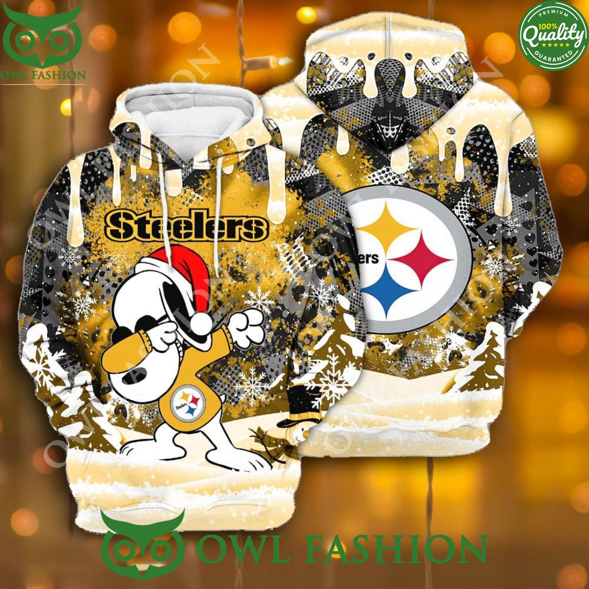 NFL Pittsburgh Steelers Snoopy Dabbing The Peanuts Sports Christmas Gift 3D Hoodie