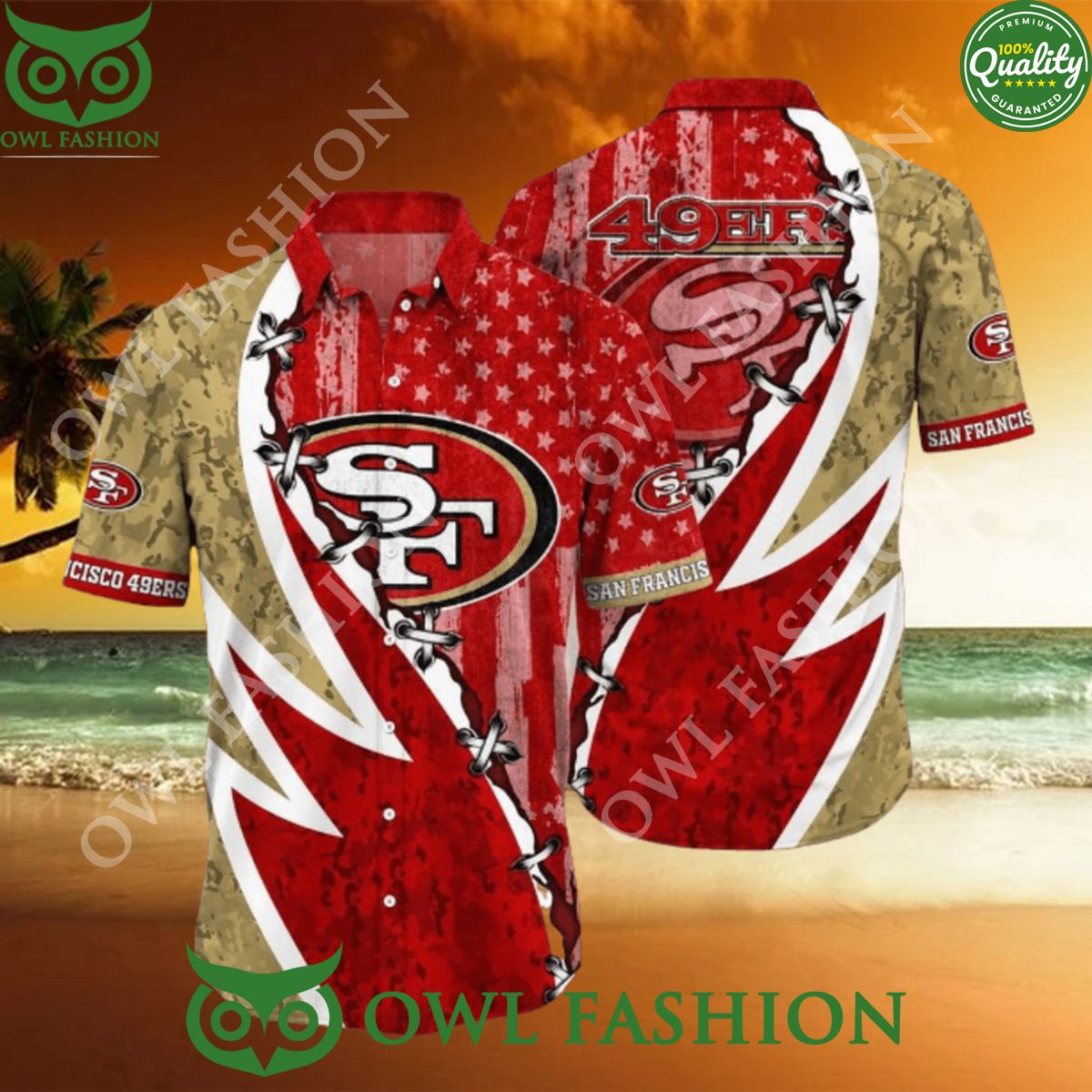 NFL San Francisco 49ers Graphic American Flag Trending Hawaiian Shirt 2024