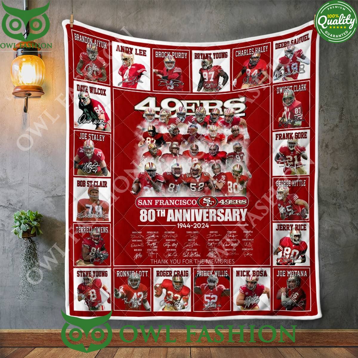 NFL San Francisco 49ers Thank You For The Memories 80th Players Quilt Blanket