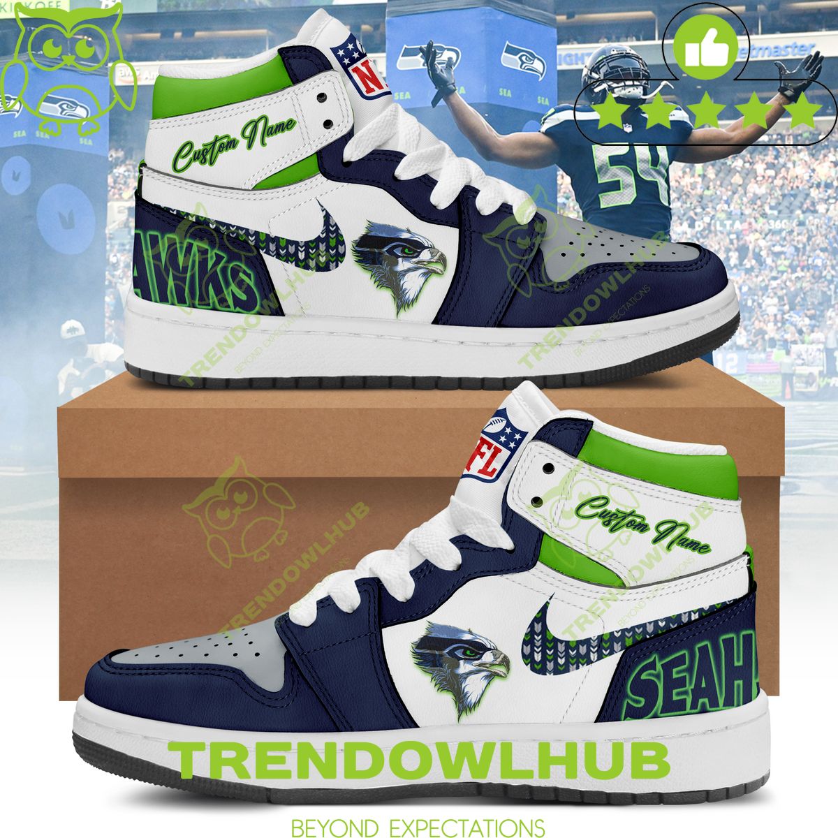 NFL Seattle Seahawks Pete Carroll Adivisor Custom Name Air Jordan High Top