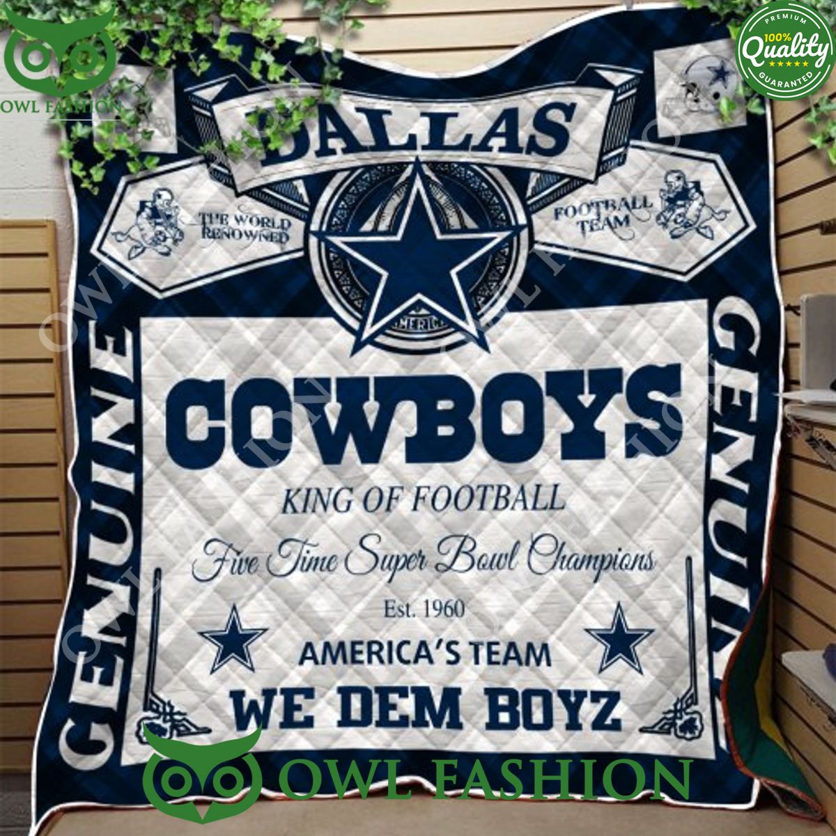 NFL Super Bowl Champions 5 times Dallas Cowboys King Of Football Quilt Blanket