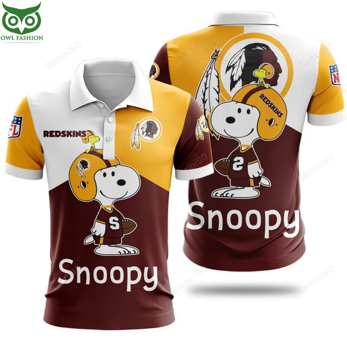 NFL Washington Redskins Snoopy 3D Hoodie Tshirt Polo