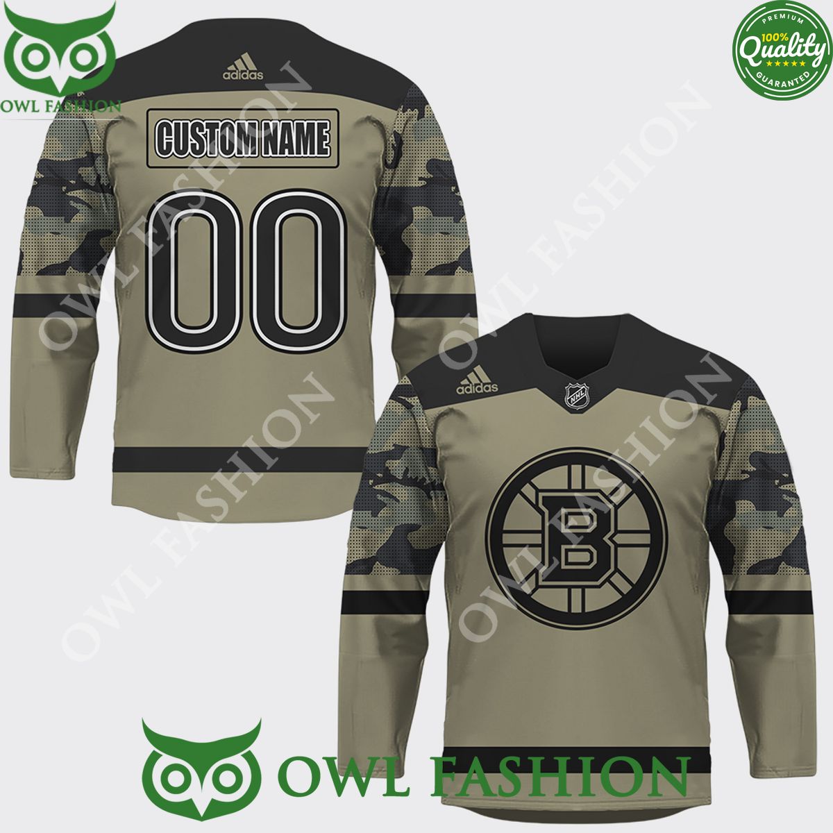 NHL Boston Bruins Nike Camo Veterans 2023 Hockey Jersey Personalized