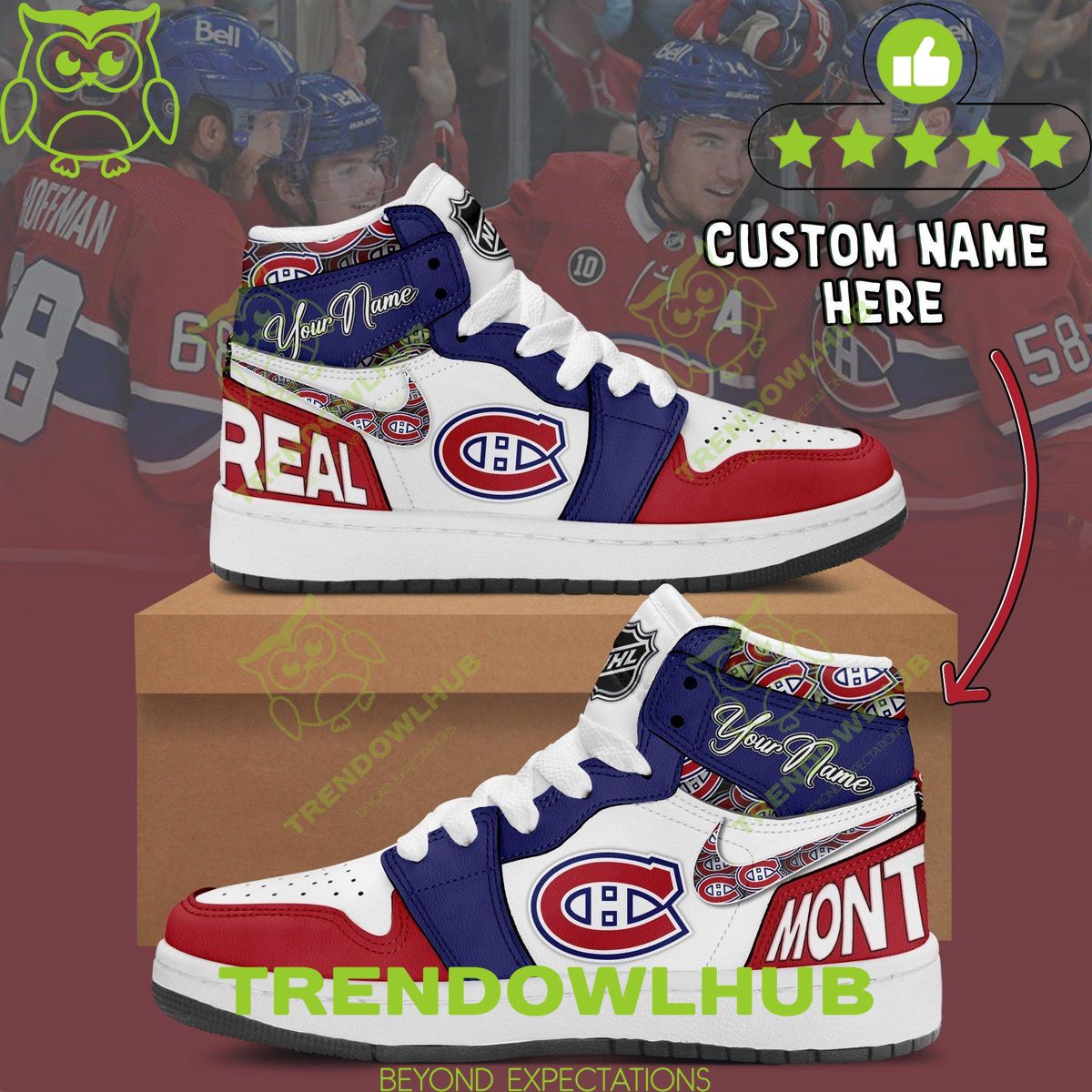 NHL Champion Montreal Canadiens Custom Nike Air Jordan High Top