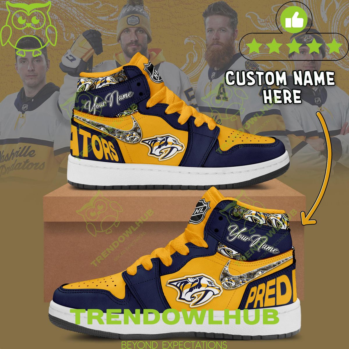 NHL Champion Nashville Predators Custom Nike Air Jordan High Top