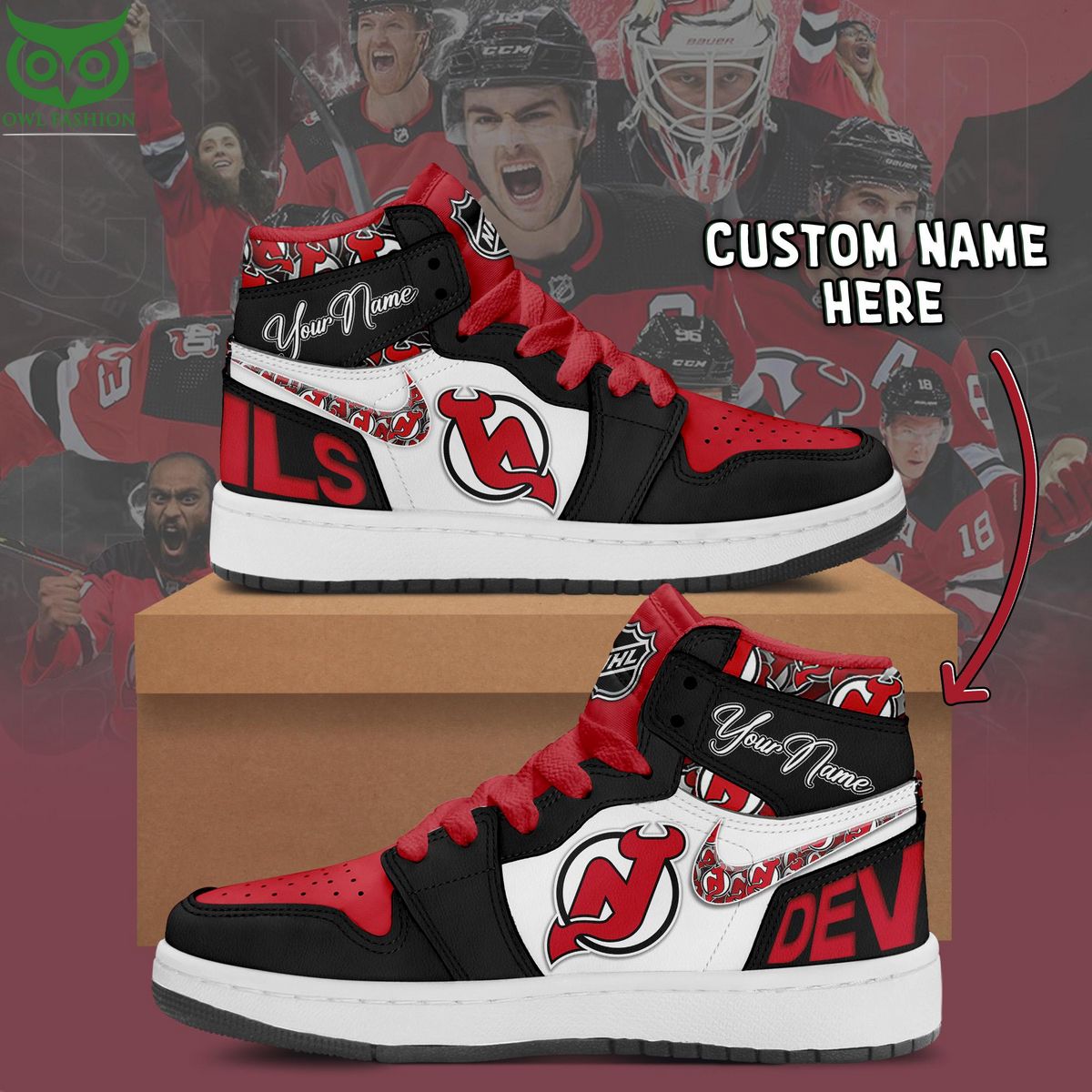 NHL New Jersey Devils New Released 2023 Nike Air Jordan 1 High Top Limited