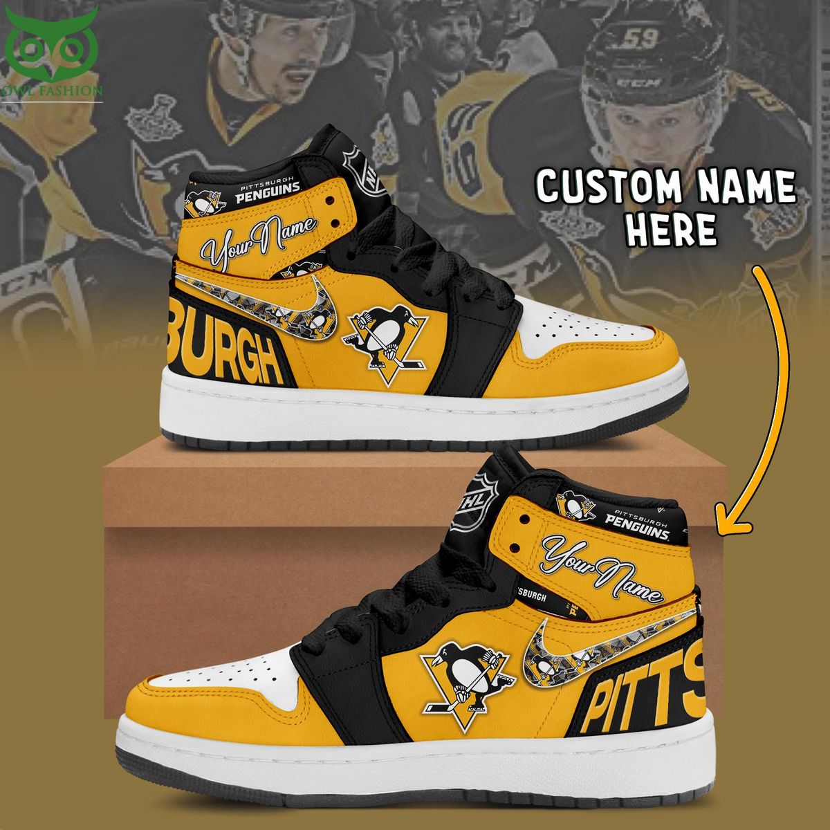 NHL Pittsburgh Penguins New Released 2023 Nike Air Jordan 1 High Top Limited