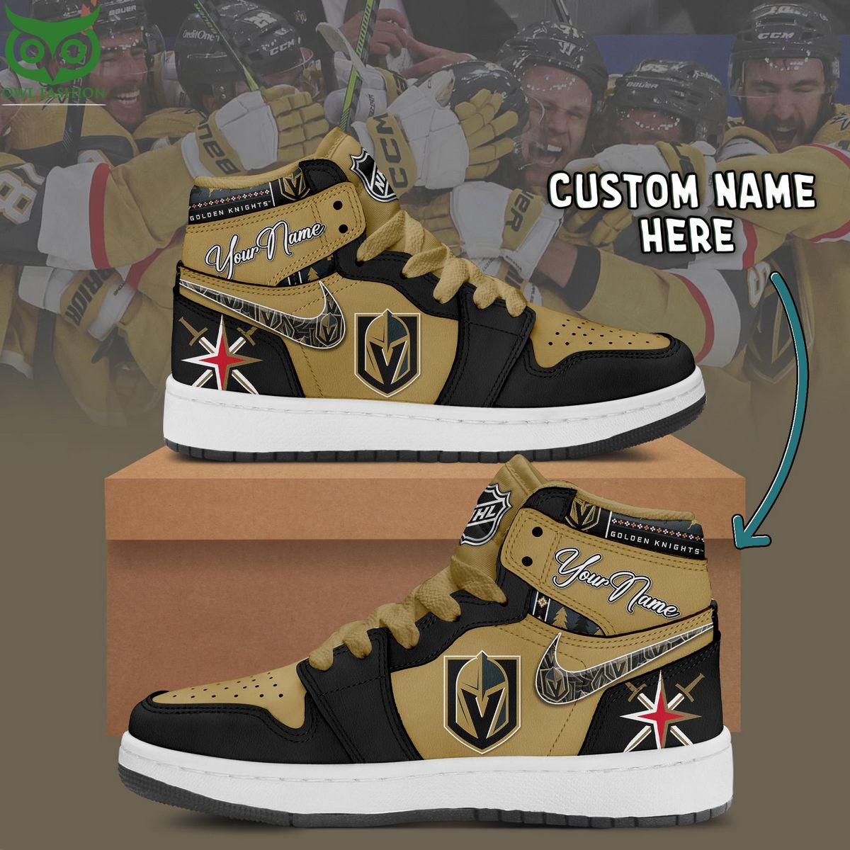 NHL Vegas Golden Knights New Released 2023 Nike Air Jordan 1 High Top Limited