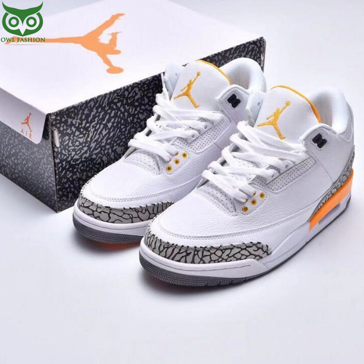 Nike Air Jordan 3 Laser Orange Lakers Shoes Sneakers