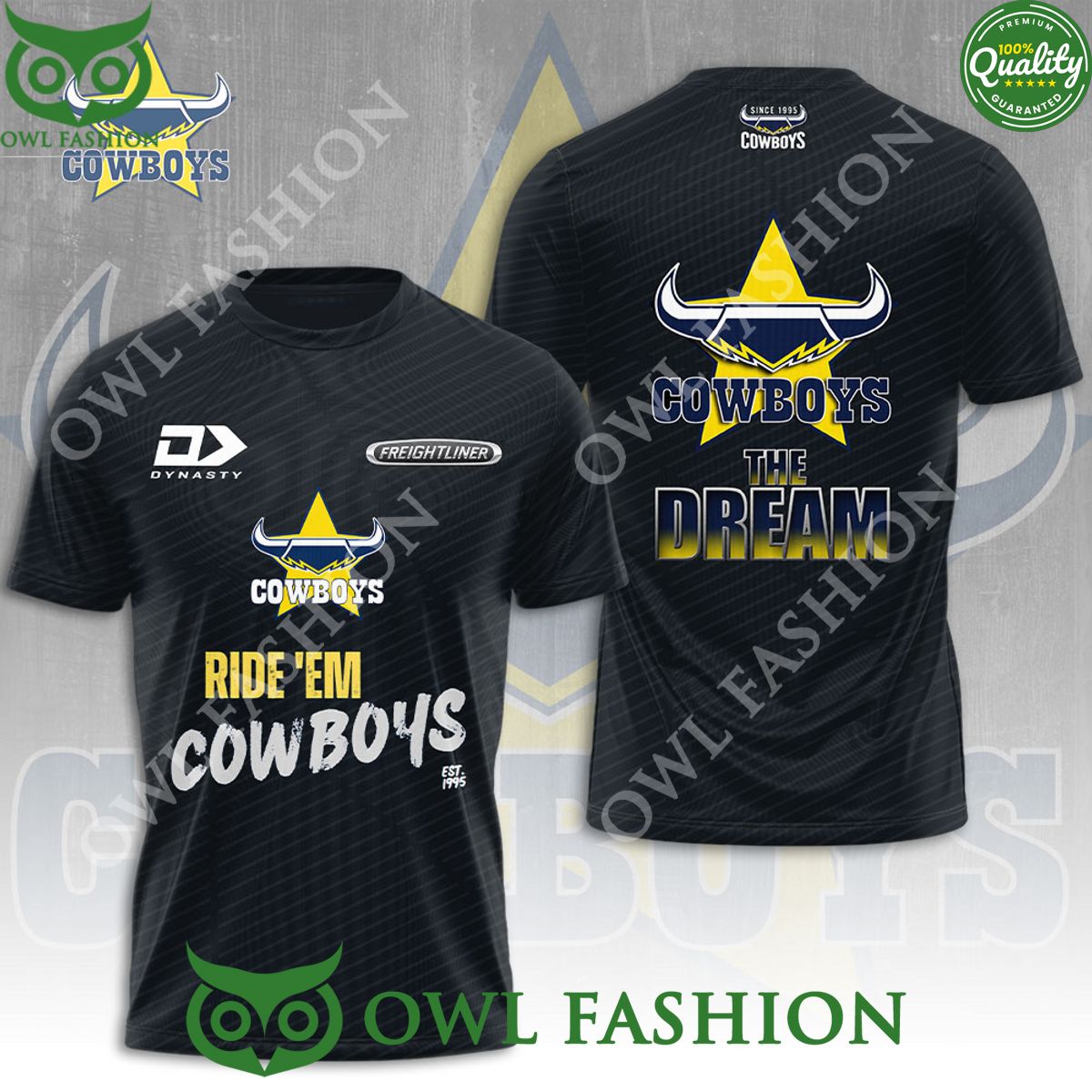 North Queensland Cowboys Ride them the Dream black 3D t shirt