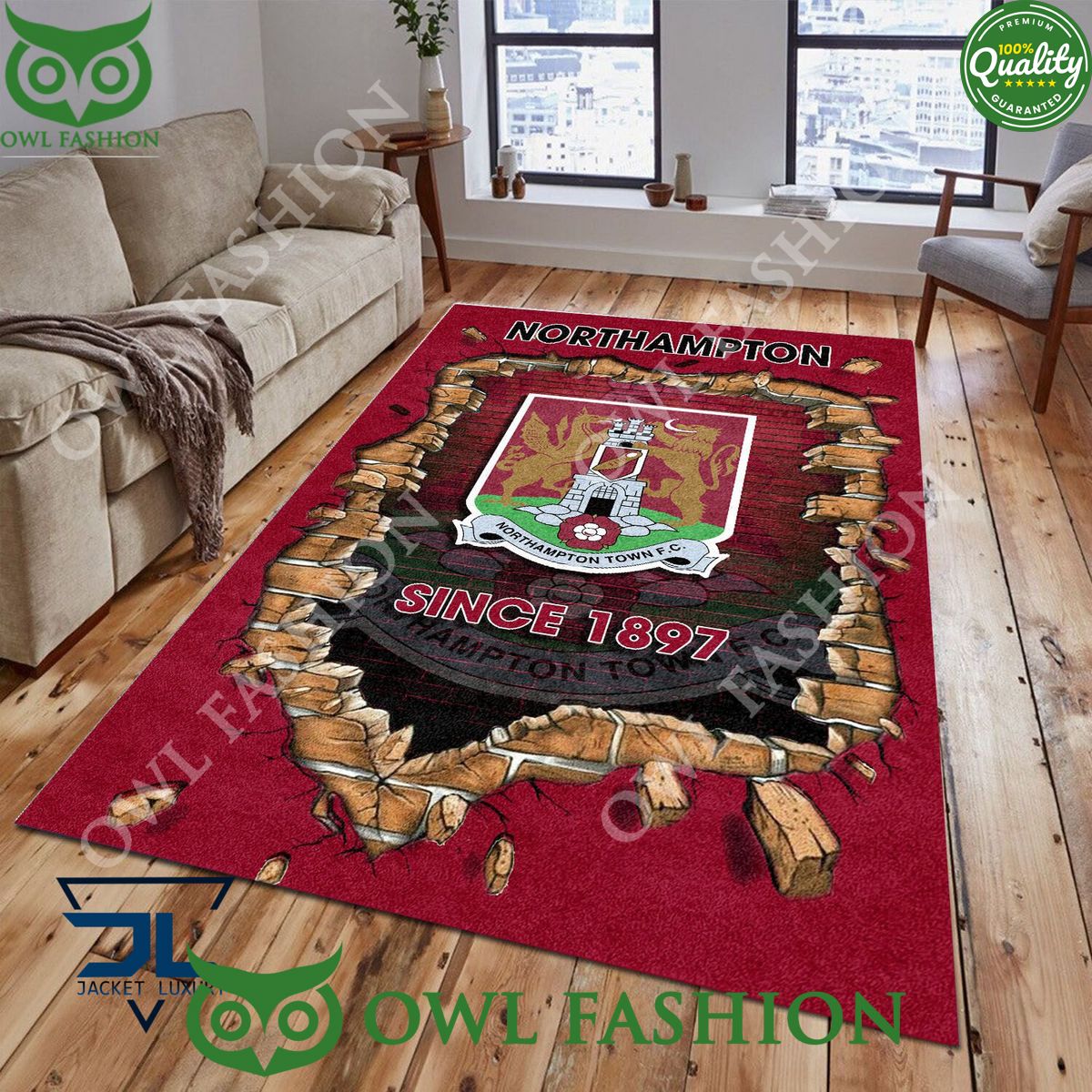 Northampton Town F.C 1832 League Two Living Room Rug Carpet