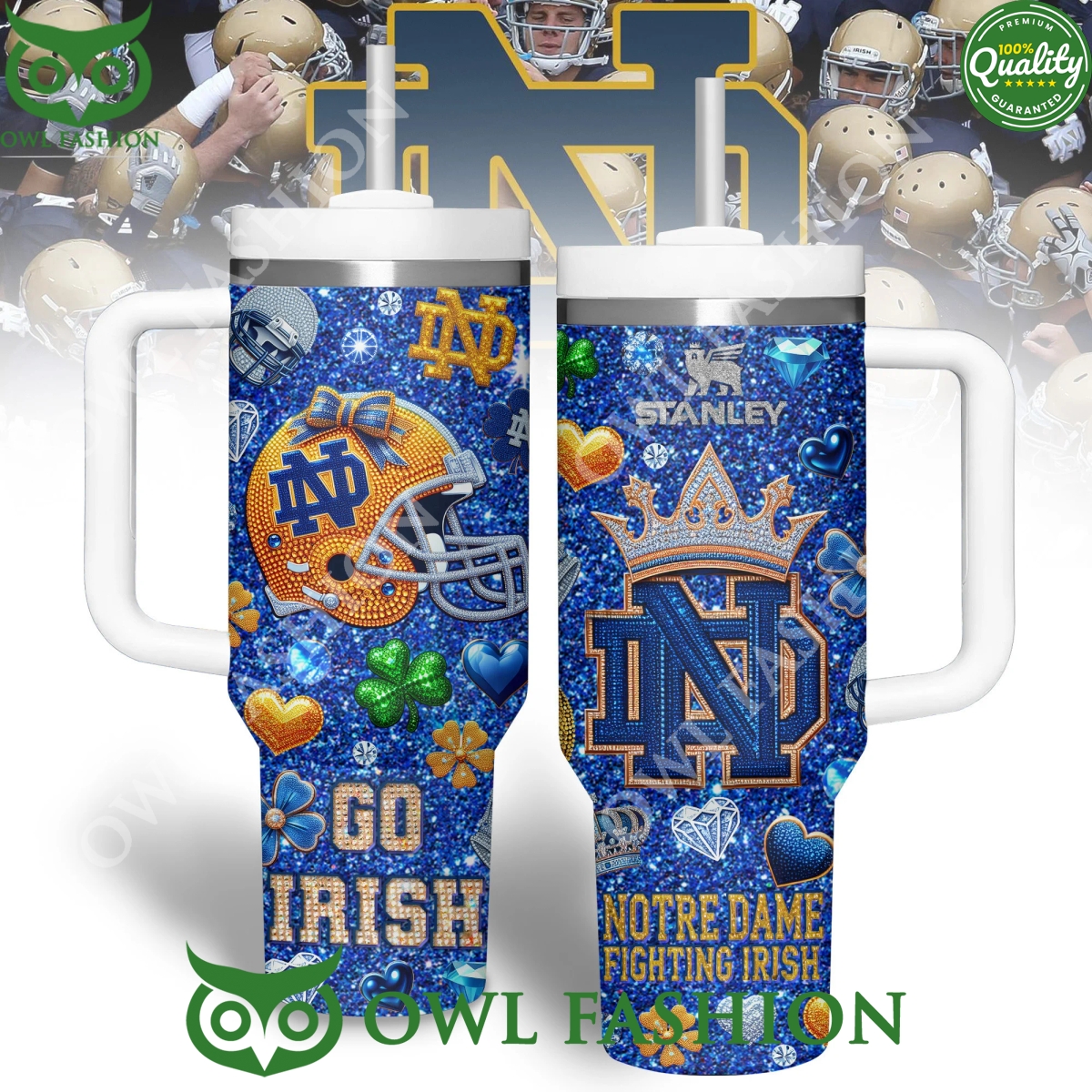 Notre Dame Fighting Irish Go Irish Blue Diamond Tumbler Cup