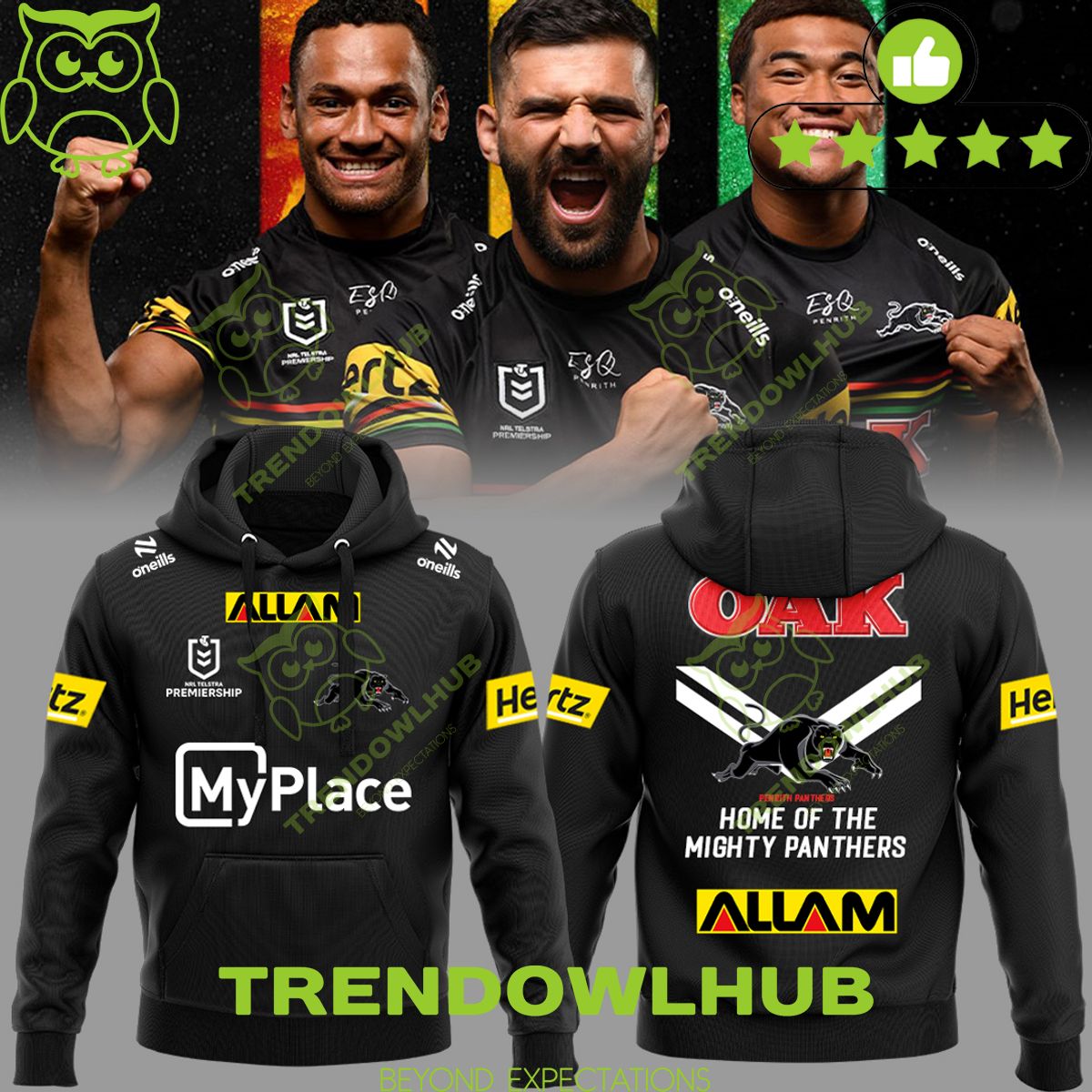 NRL Penrith Panthers Home of the mighty panthers Oak Allan printed hoodie