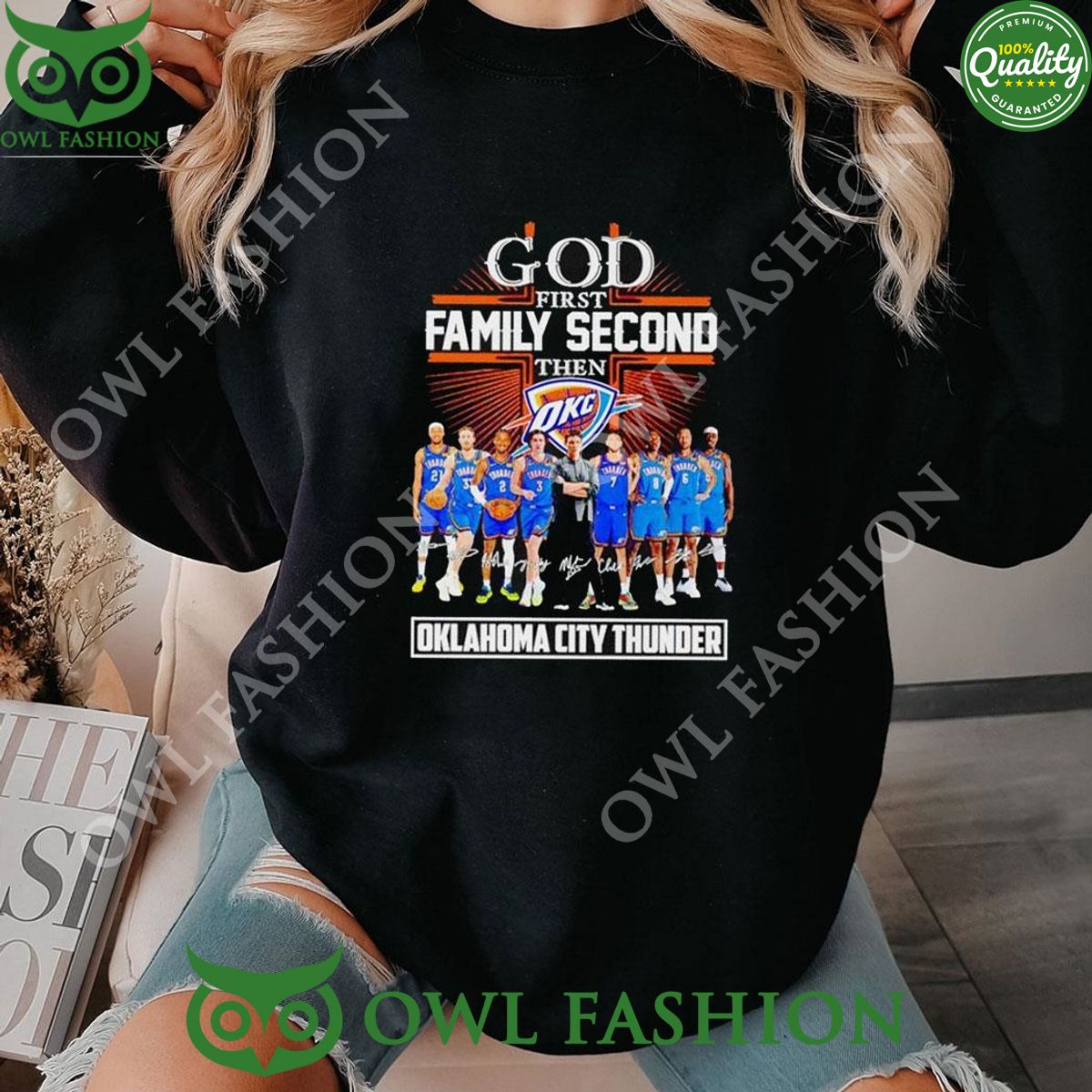 Oklahoma Thunder City God First Family Second Then Basketball Fan 2024 Shirt Hoodie