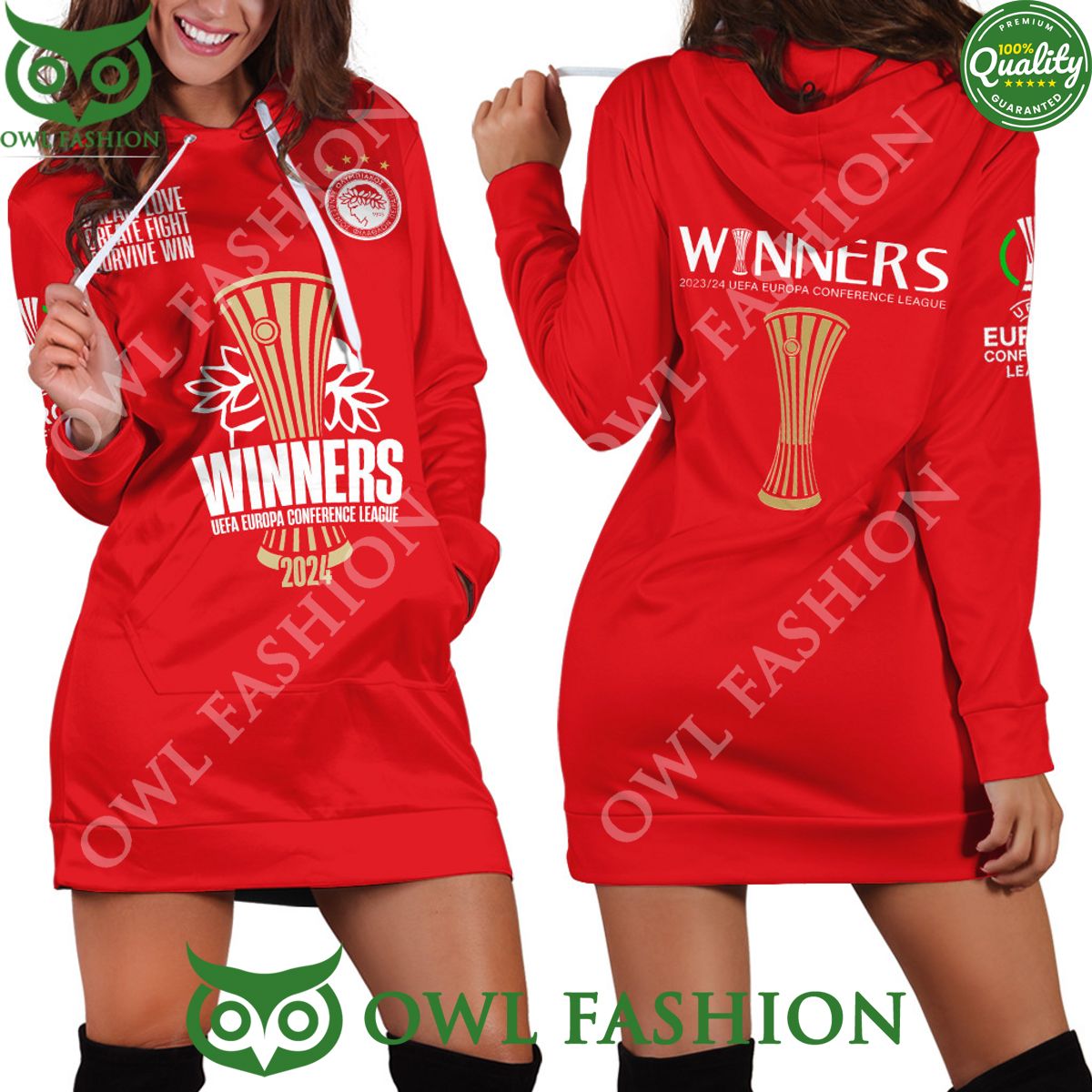 Olympiacos FC UEFA Europa Conference League Hoodie Dress For Women 