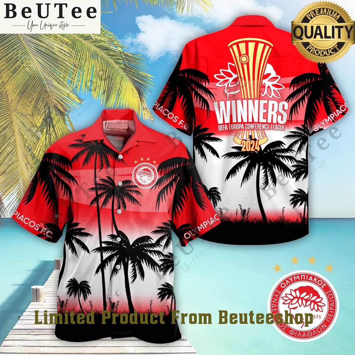 Olympiacos FC Winner UEFA Europa Conference League 2024 Hawaiian Shirt