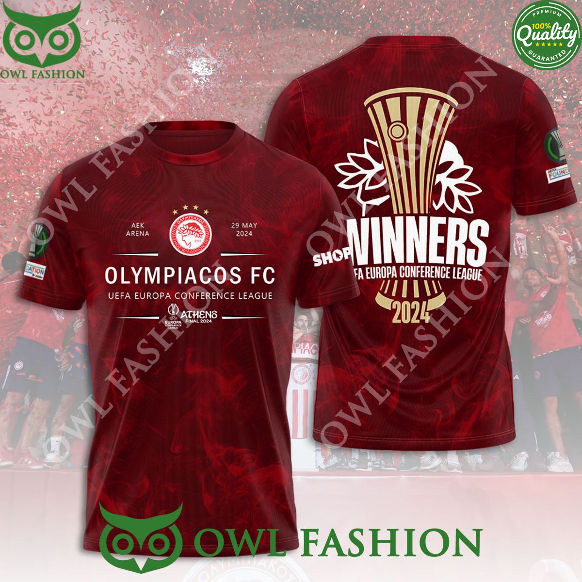 Olympiakos F.C. Red Limited UEFA Champion 3D Tshirt 