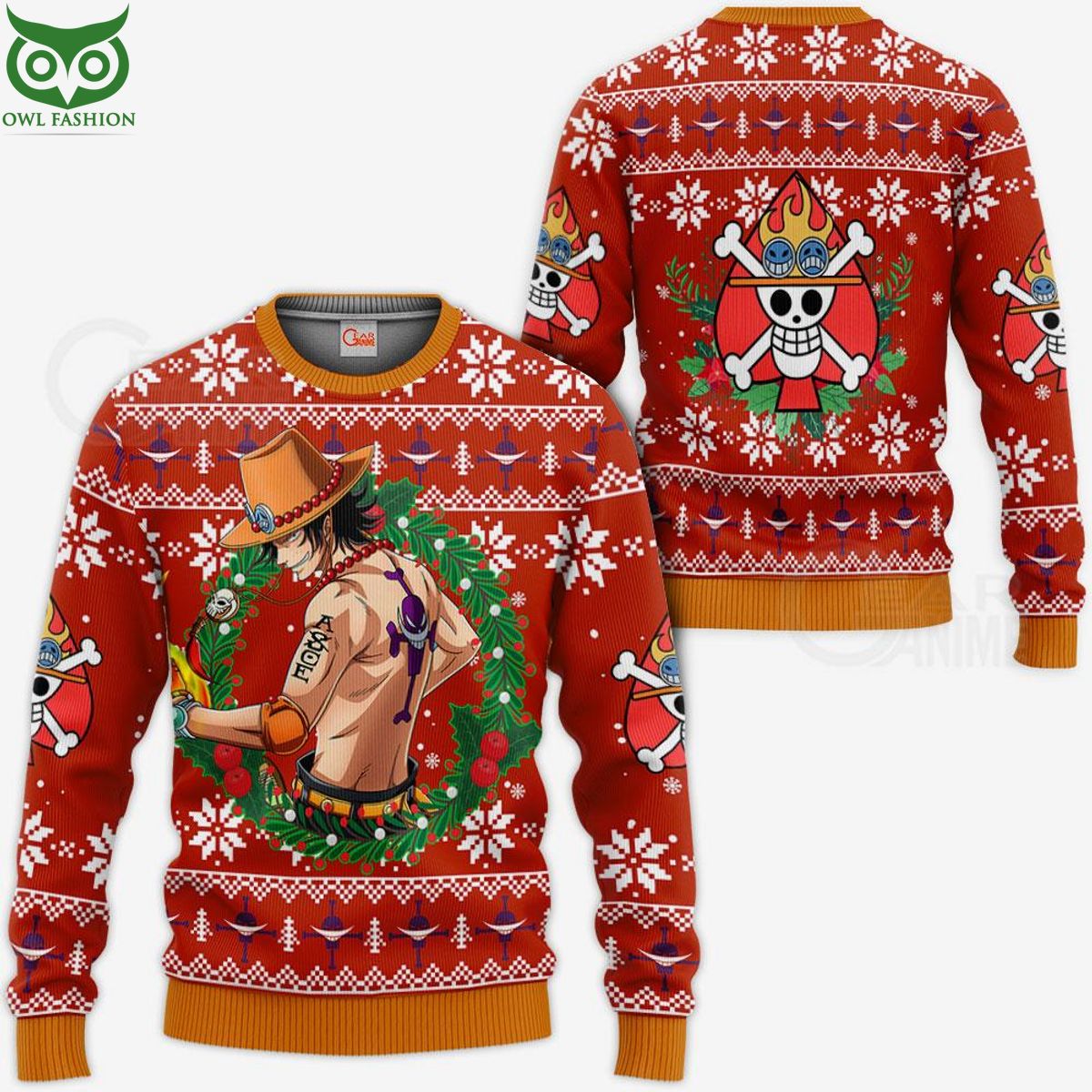 OnePiece Ace Fire Fist Ugly Sweater Jumper