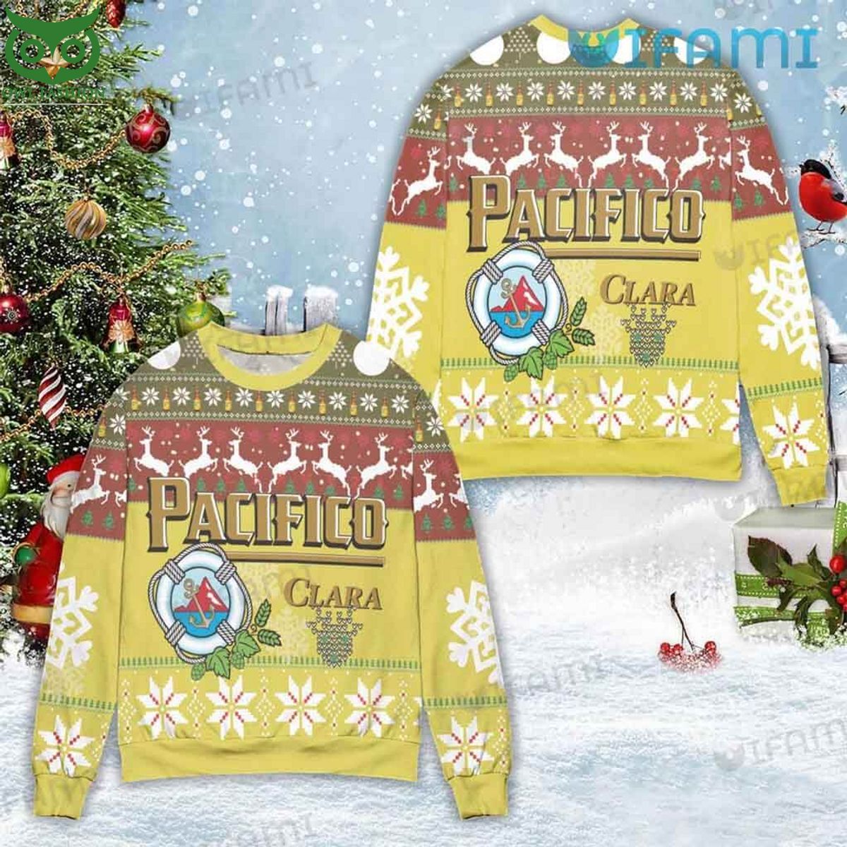 Pacifico Beer Ugly Sweater Anchor Logo Gift For Beer Lovers