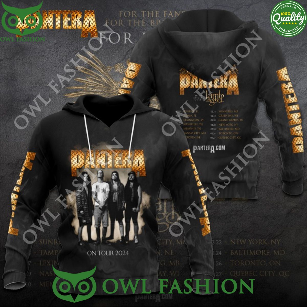 Pantera on tour 2024 lamb of god printed hoodie