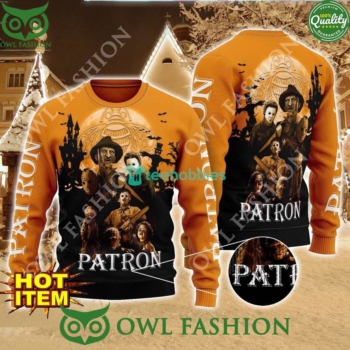 Patron Horror Halloween Night 2024 Ugly Sweater