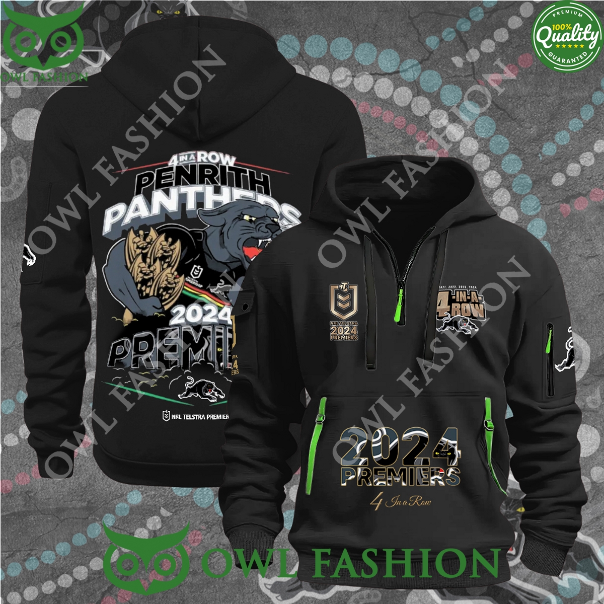 Penrith Panthers 2024 Premiers Black 2D Zip Hoodie