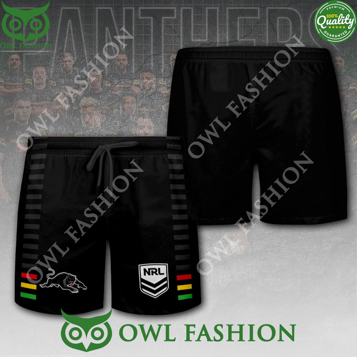 Penrith Panthers NRL Rugby Black 3D Shorts