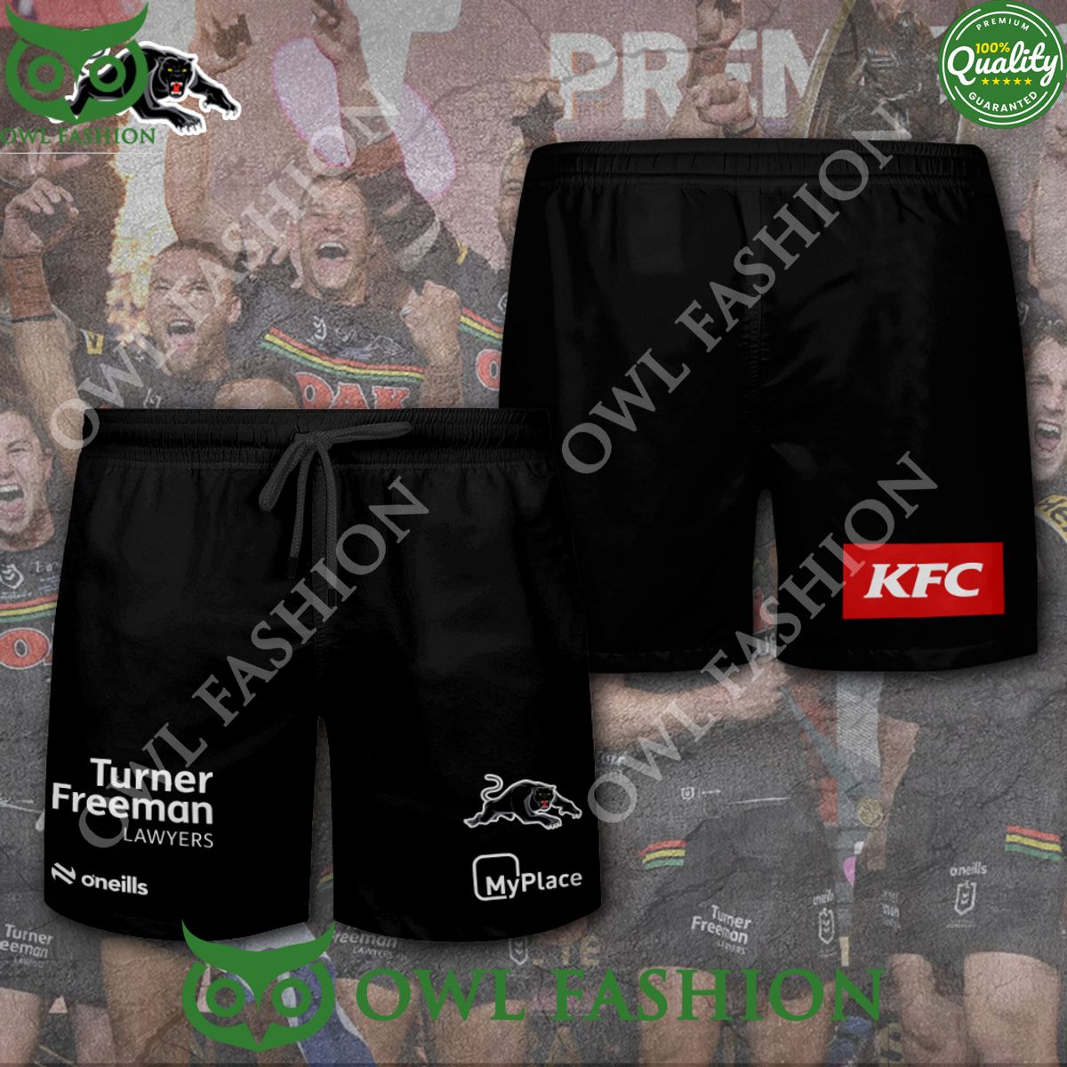 Penrith Panthers Turner Freeman Lawyers Black 3D Shorts