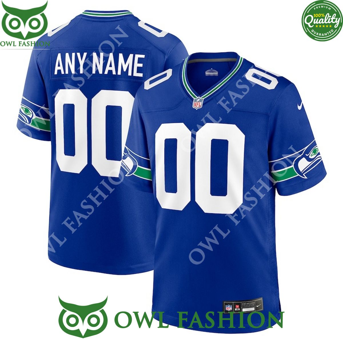 Personalize Seattle Seahawks Throwback Football Jersey 2023