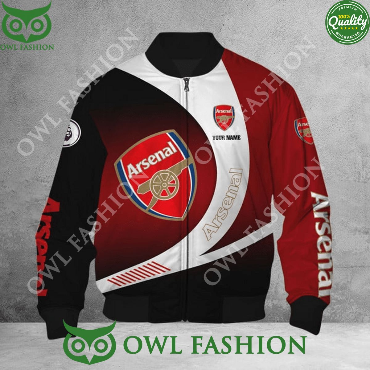 Personalized Arsenal EPL Team Logo Bomber Jacket