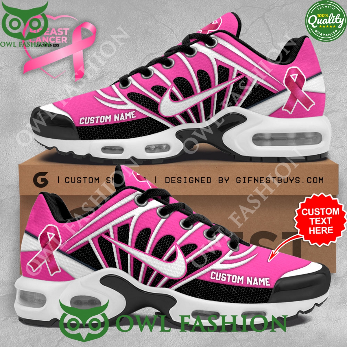 Personalized Breast Cancer Awareness Pink Air Max Shoes