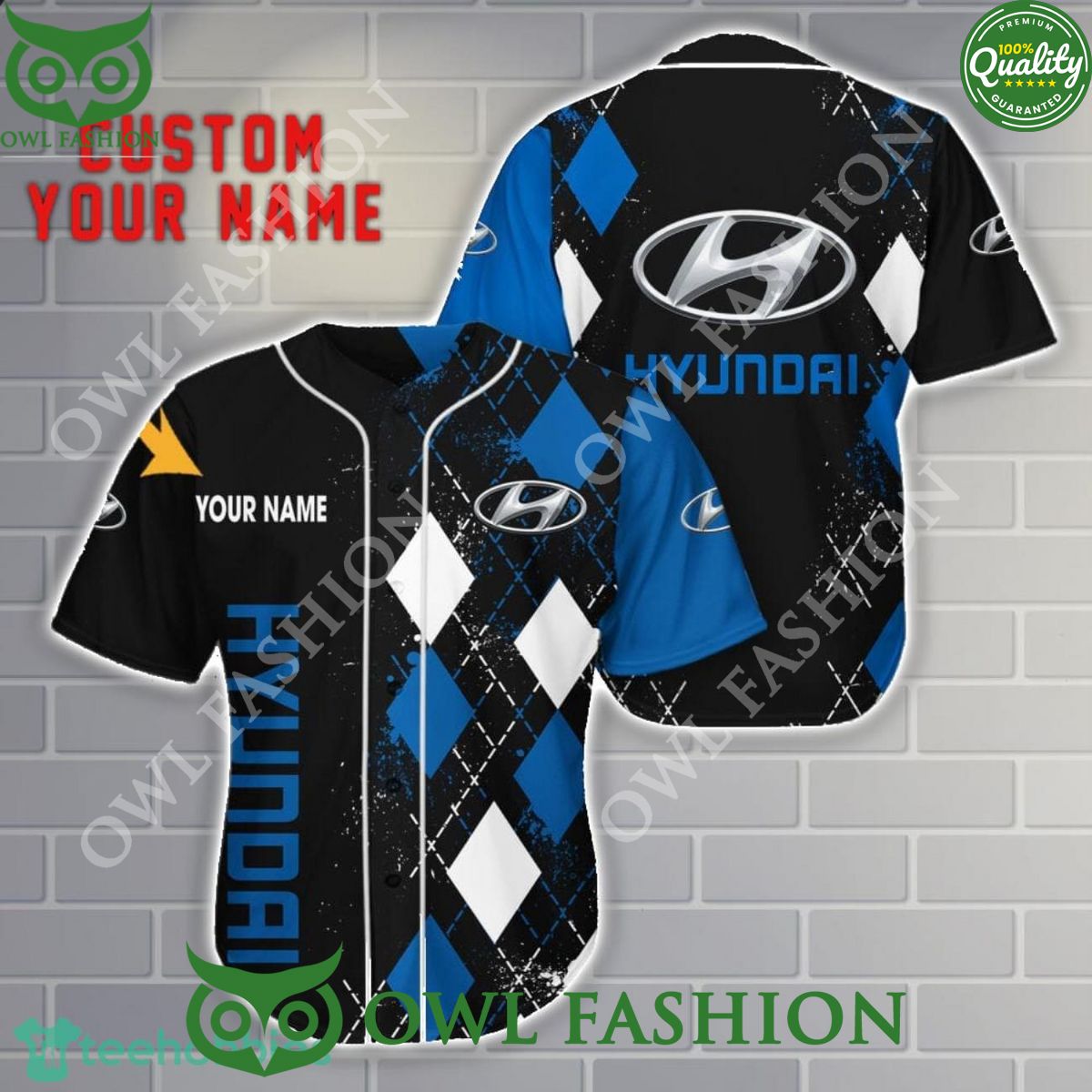 Personalized Hyundai Black 3D Baseball Jersey Shirt