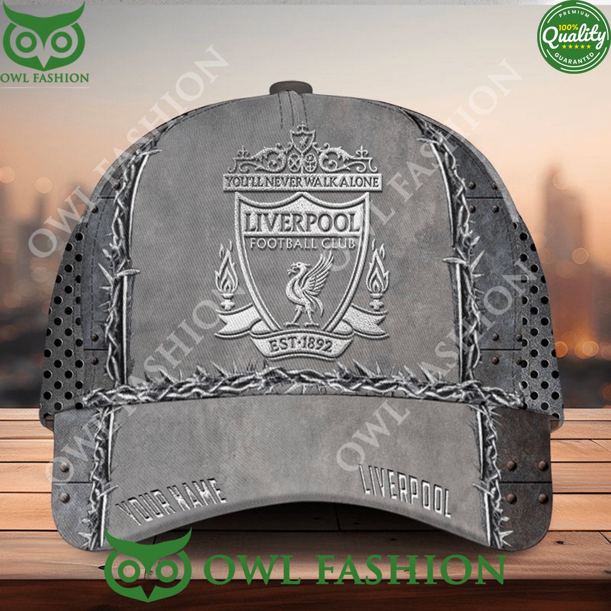 Personalized Liverpool EPL Basic Gray Classic Cap
