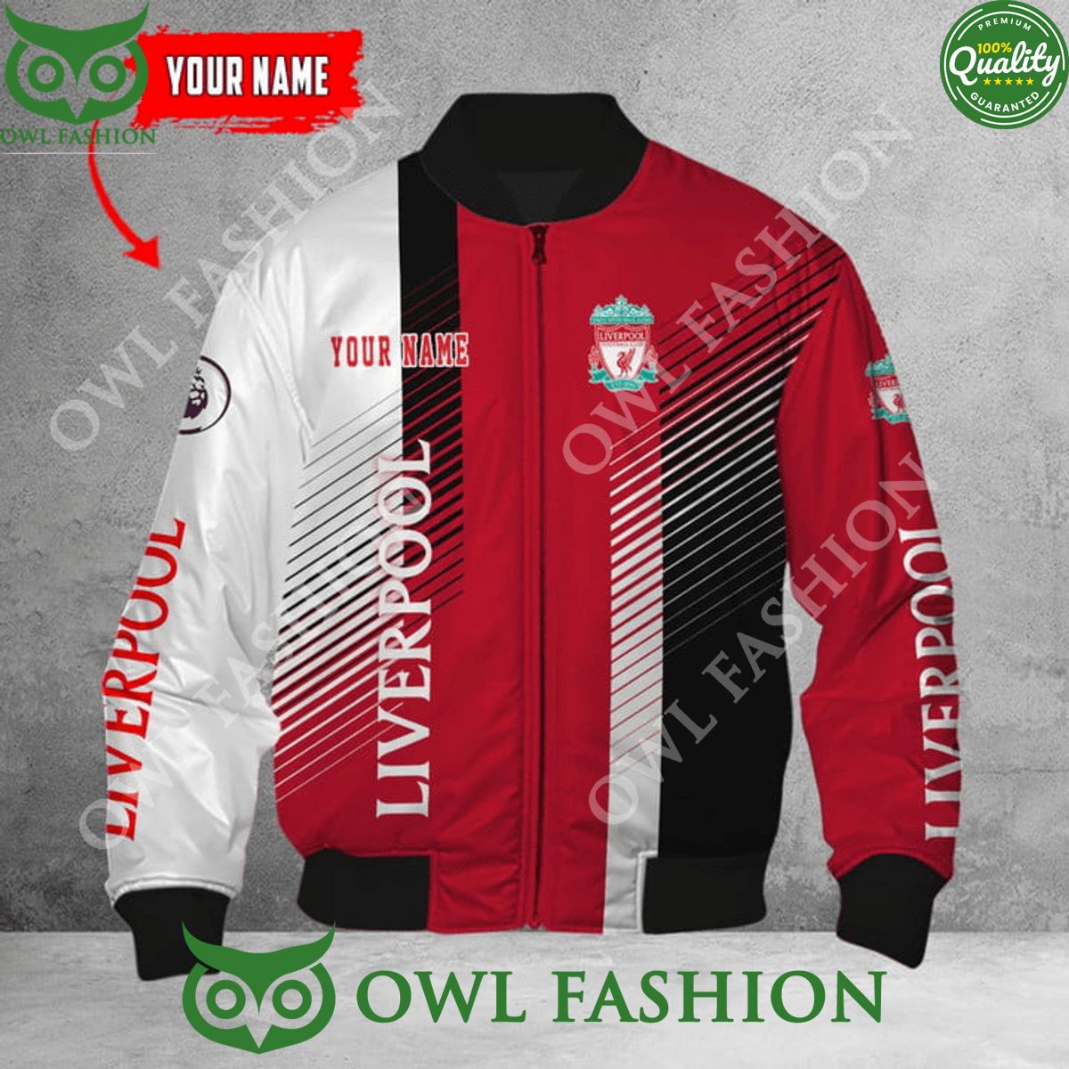 Personalized Liverpool FC Victory Printed Red White Bomber Jacket