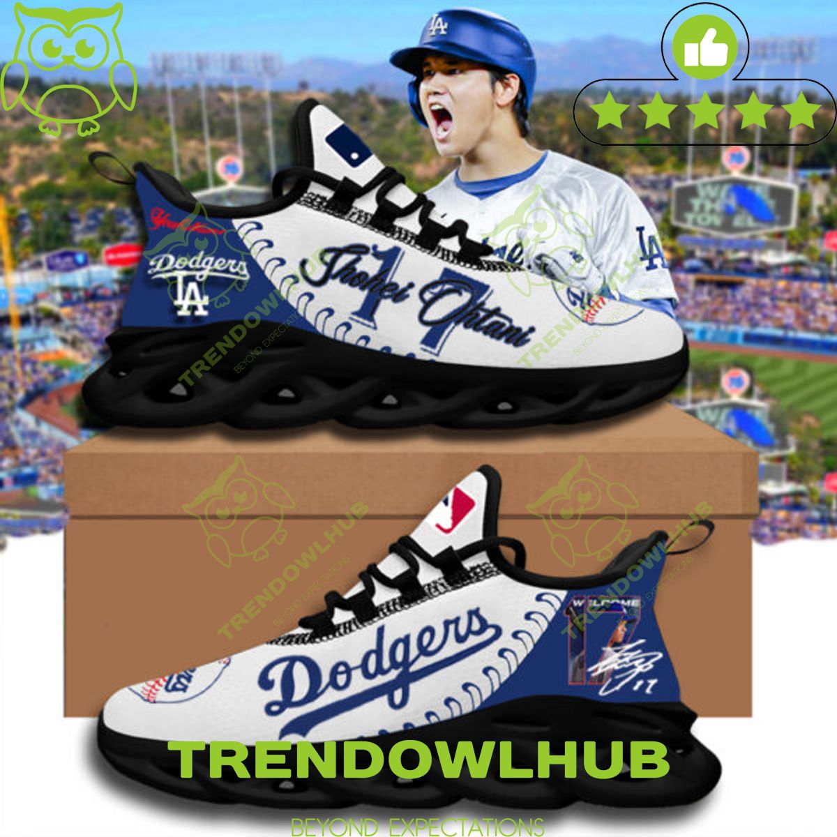 Personalized Los Angeles Dodgers Shohei Ohtani Bounce Mesh Knit Sneakers