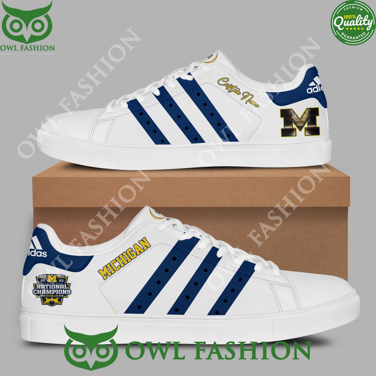 Personalized National Champion Michigan Wolverines 2023 Cup Stan smith shoes