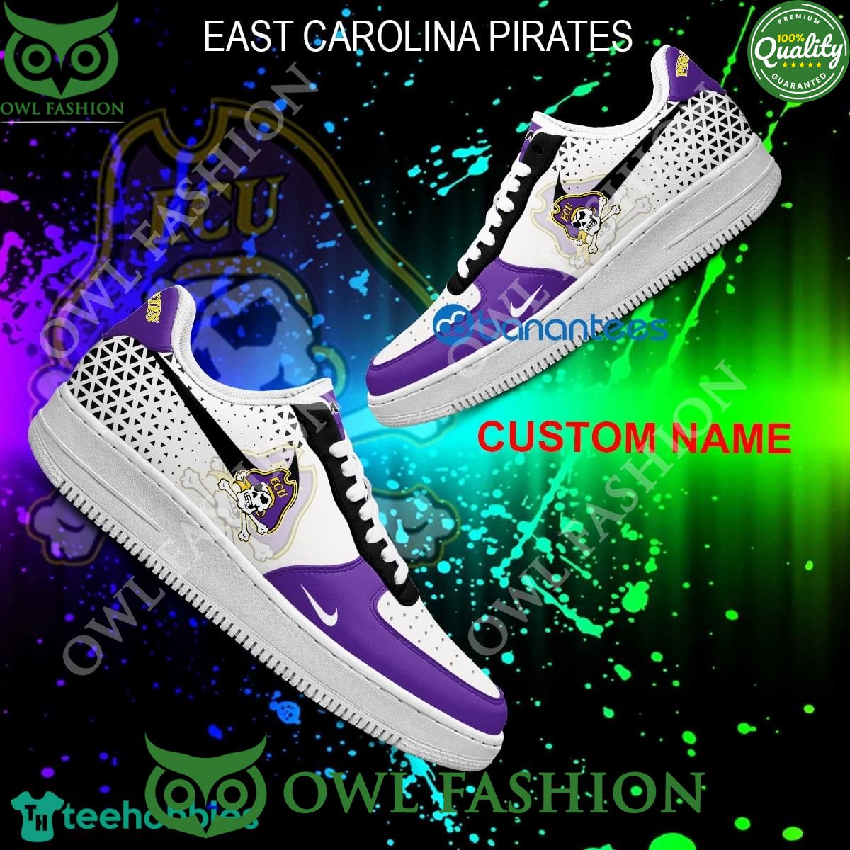 Personalized NCAA East Carolina Pirates Air Force 1 Shoes AOP AF1 Sneaker