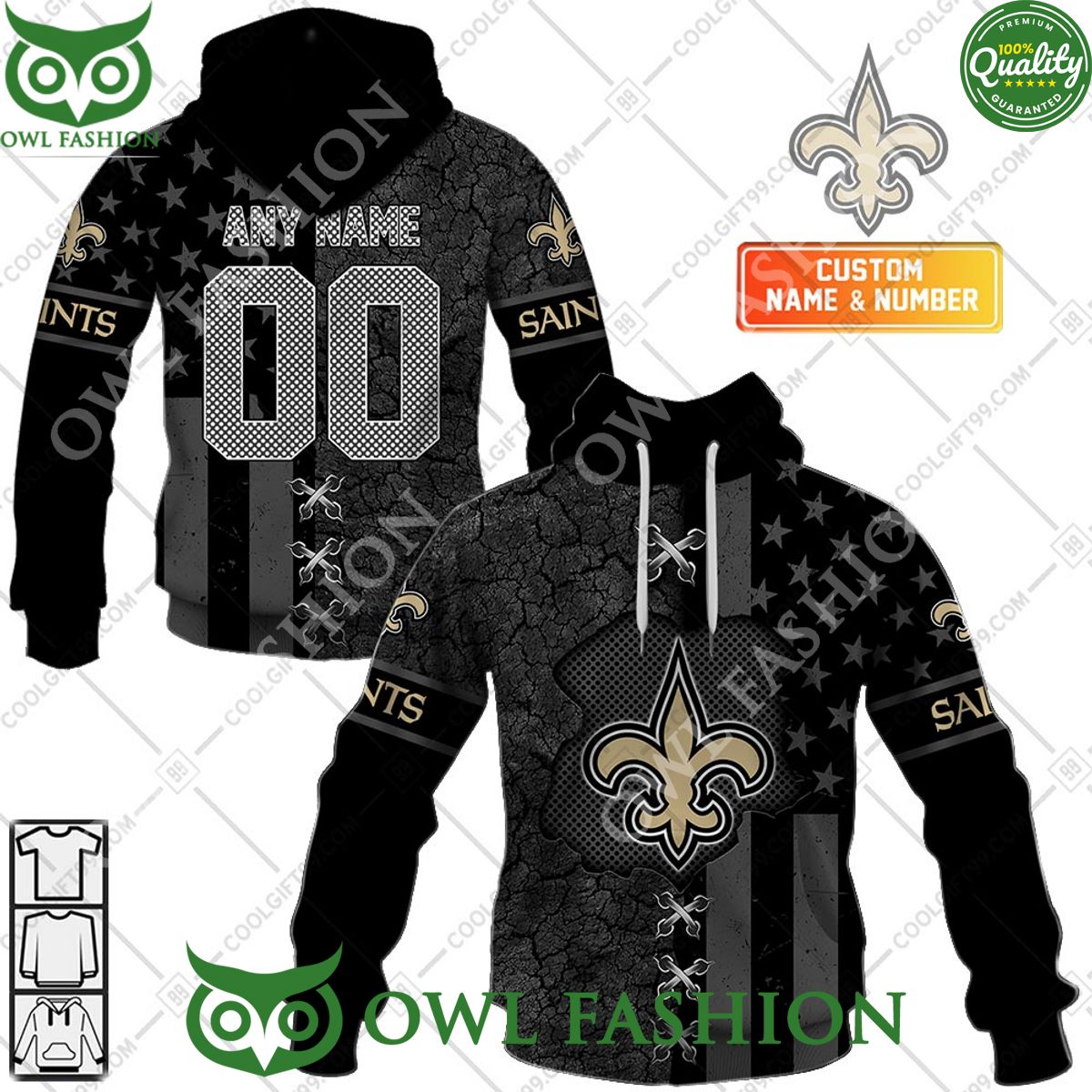 Personalized New Orleans Saints NFL USA Flag Broken Mix Hoodie shirt