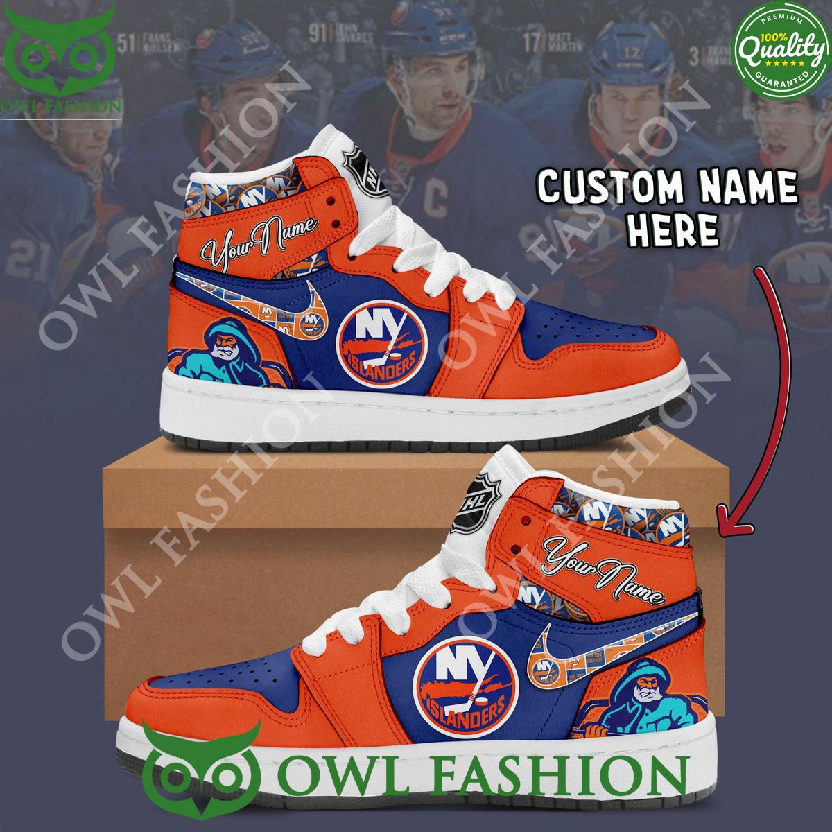Personalized New York Islanders NHL Ice Hockey Air Jordan High Top