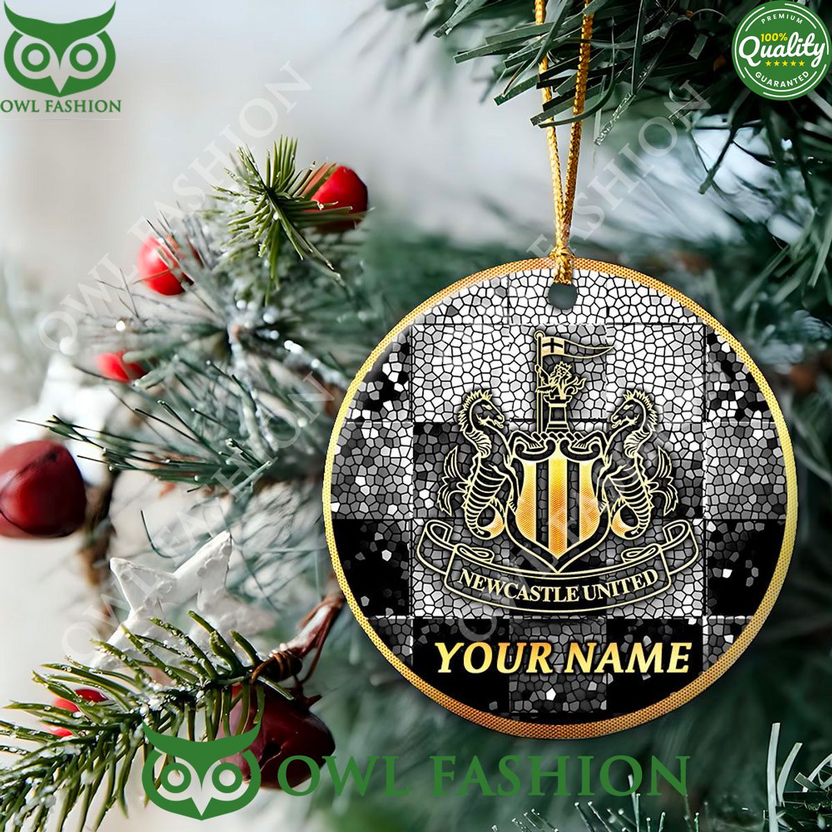 Personalized Newcastle United Logo 2-Side Printed Ornament