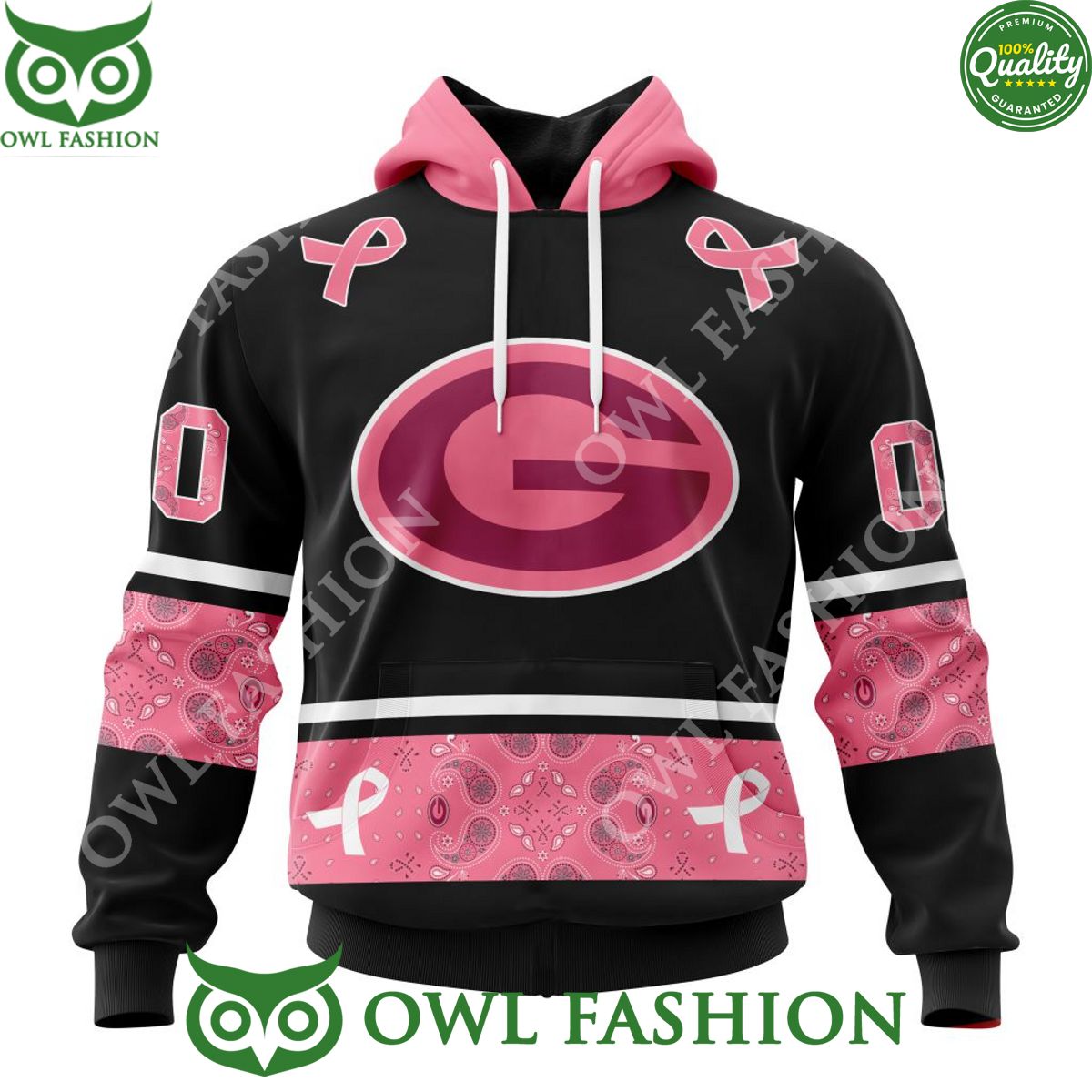 Personalized NFL Green Bay Packers Pink Breast Cancer 3D Hoodie Shirt