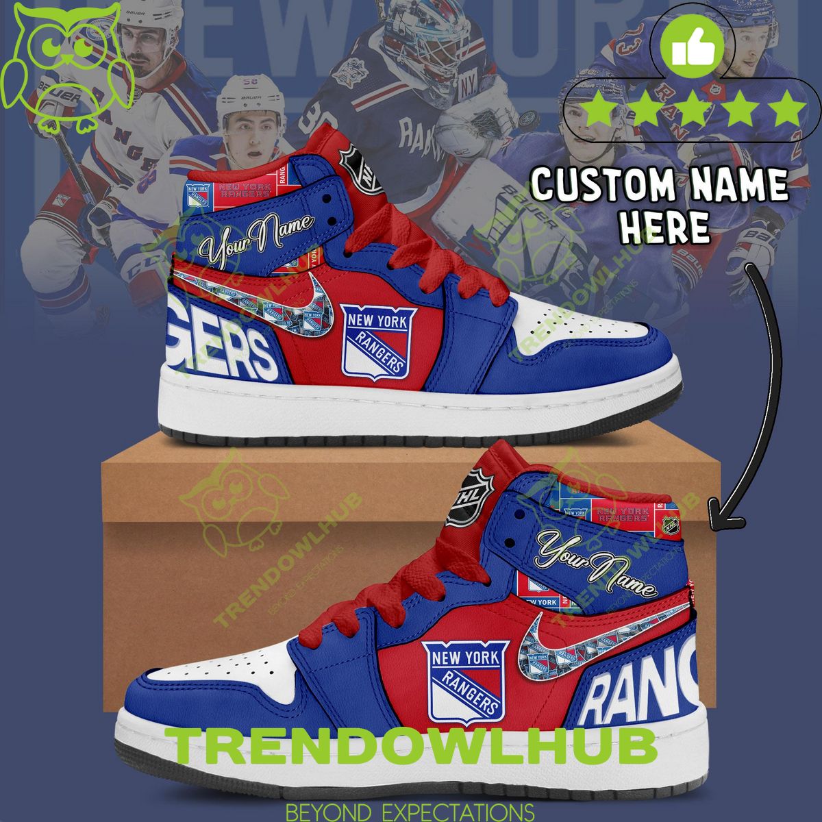 Personalized NHL Team New York Rangers Air Jordan High Top