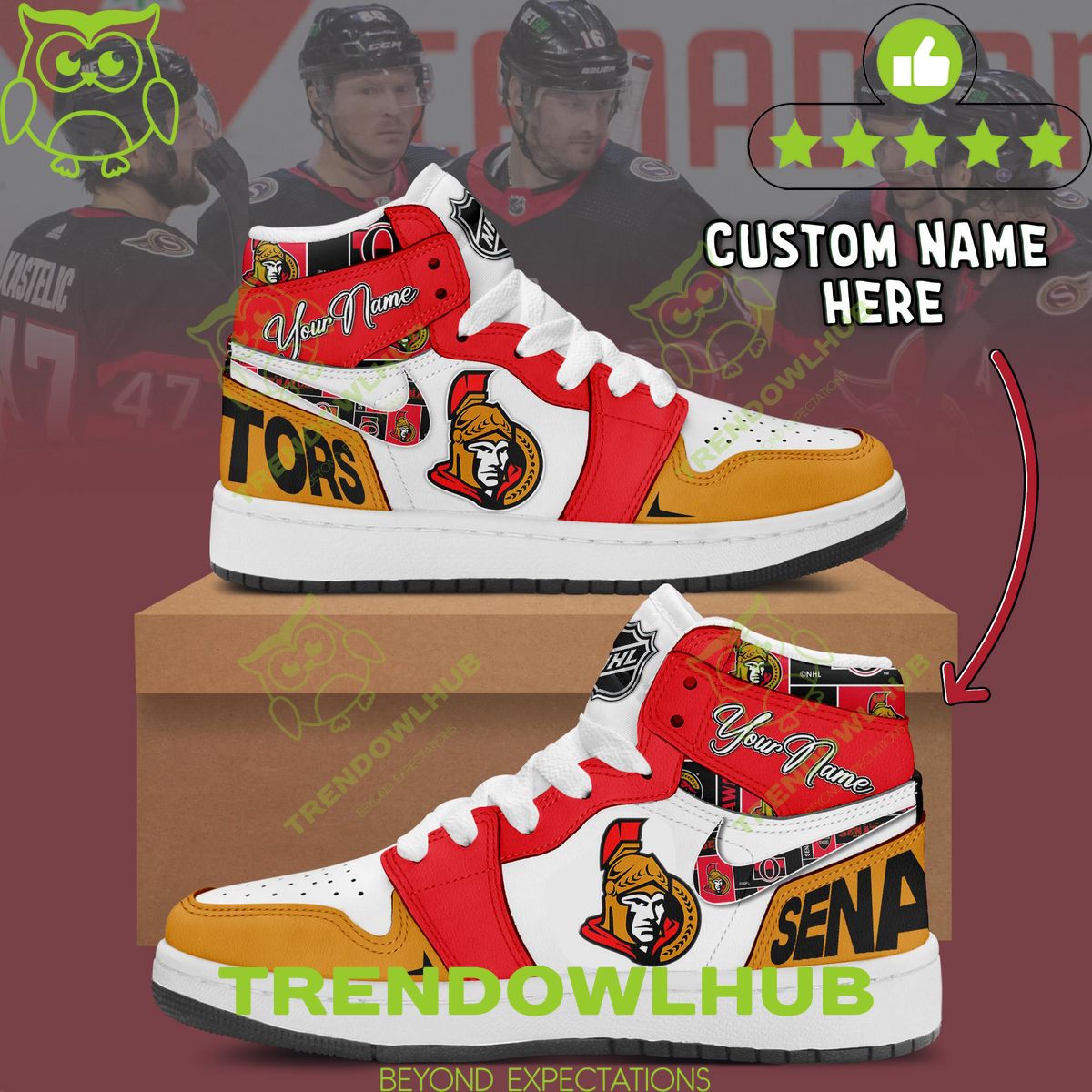 Personalized NHL Team Ottawa Senators Air Jordan High Top